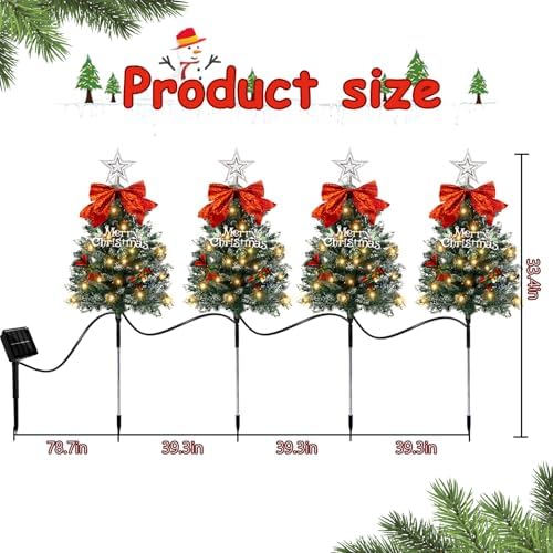 Christmas Tree Solar Pathway Lights Outdoor Decor, 8 Pack, Snowy - Image 4