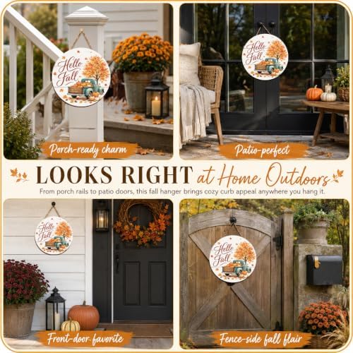 Fall Door Decor Wooden Hello Fall Sign, Pumpkin Truck Door Hanger - Image 5
