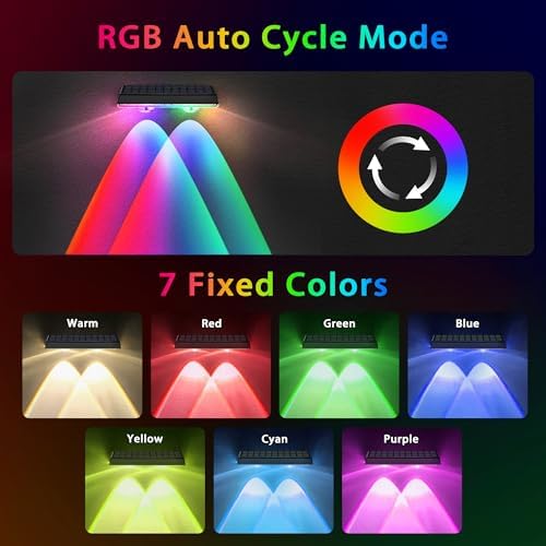 Solar Fence Lights Outdoor - 16 Pack RGB Fence Lights Solar Powered, 7 Color Modes & Warm White, IP67 Waterproof Dusk to Dawn Solar Powered Lights 12+ Hours for Fence/Backyard/Wall/Step/Patio/Deck - Image 2