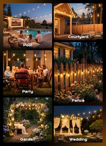 Minetom 70FT Outdoor String Lights with Remote, ST38 Patio Lights Dimmable - Image 5