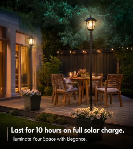 PASAMIC 72" Solar Lamp Post with Planter, 4 Gallon Large Planter Base for Added Stability, Decorative Dusk to Dawn Solar Lamp Post for Front Yard, Driveway, Walkway, Patio & Garden - Image 3