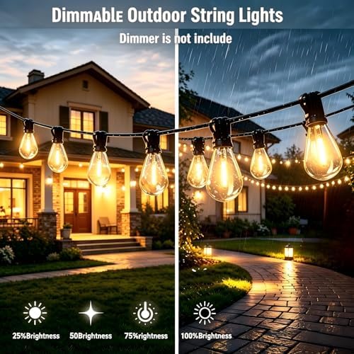 120FT Outdoor String Lights, LED Patio Lights with 30+2 Shatterproof S11 Edison Bulbs,Ultra Long Waterproof Hanging Lights for Backyard Deck Porch Party Decor Commercial Use 2700K - Image 5