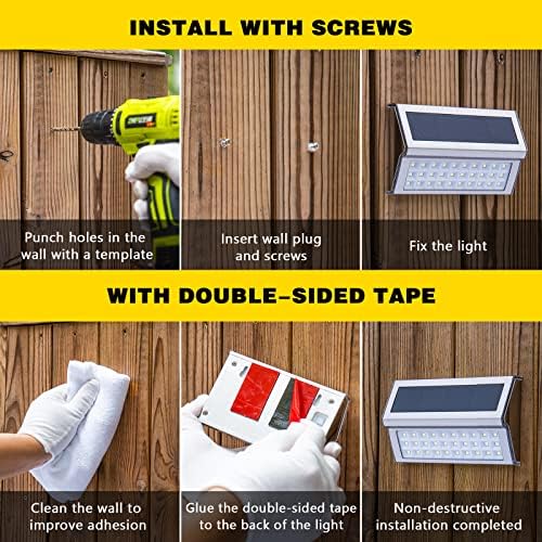ROSHWEY Solar Deck Lights, Suitable for Fence Step Stair-Cool White-6Pack - Image 6