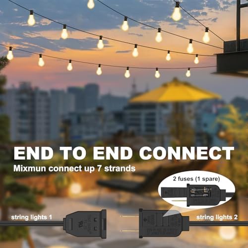 100FT Outdoor String Lights with 50 Bulbs(2FT Spacing), 3 Spare Bulbs - Image 5