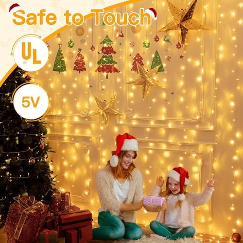 Ollny 2 Pack Curtain Lights, 400LED 6.6x6.6ft Fairy Lights with Remote - Image 7