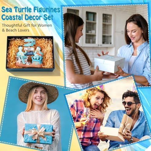 Wonderjune Beach House Decor Resin Sign Figurine for Mantle,Turtle - Image 5