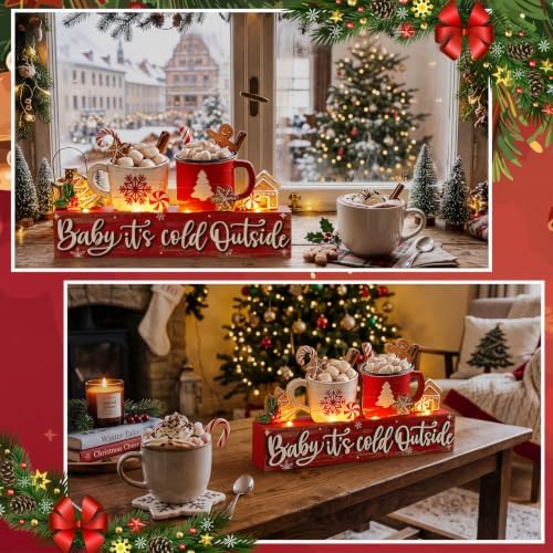 Chunful Lighted Christmas Table Decor Christmas Hot Cocoa Table Centerpiece - Image 5