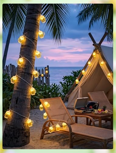 Outdoor Beer Mug String Lights Plug in, 8.5Ft 10 LED Tropical Beach Theme Beer String Lights for Cinco de Mayo Party Decorations, Hanging Tropical Party Lights Waterproof for Backyard Garden Bar Patio - Image 4