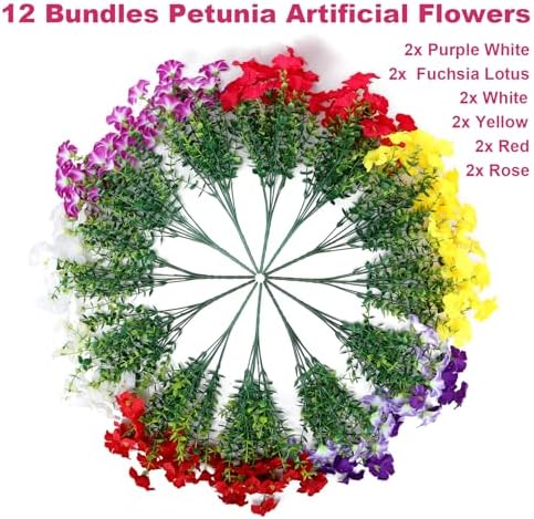 Artificial Petunia Flowers Outdoor, 12 Bundles UV Resistant Faux Plants - Image 6