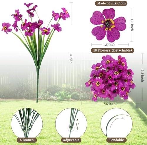 ColoPlay 24 Light Purple Bundles Artificial Flowers for Outdoors/Indoors Fake Flowers Plants for Indoor Outside Garden Porch Window Box Home Wedding Farmhouse (Pack of 2) - Image 2