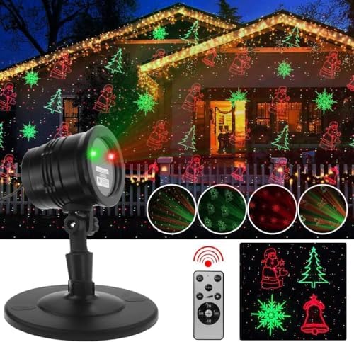 Christmas Projector Lights Outdoor Holiday Laser Lights Landscape Spotlight Red and Green Star Shower with 360 Accessibility Wireless Remote Christmas Decor for Xmas Party Outdoor Garden Patio Wall - Image 2