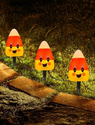 Abeja Candy Corn Lights Outdoor, 7Ft C7 LED Candy Corn Pathway String Lights with 4PCS Halloween Corn Pathway Light for Halloween Party Patio Yard Walkway Garden Decoration and Lighting - Image 5