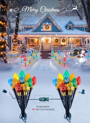 2 Pack Strawberry C9 Christmas Pathway Lights Outdoor, Total 34.8FT 20 LED - Image 4