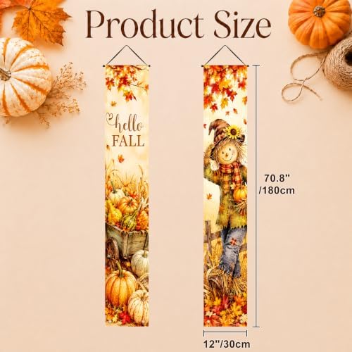 IVN Fall Scarecrow Harvest Wagon Porch Banners 12x71 Inch Set of 2 - Image 5