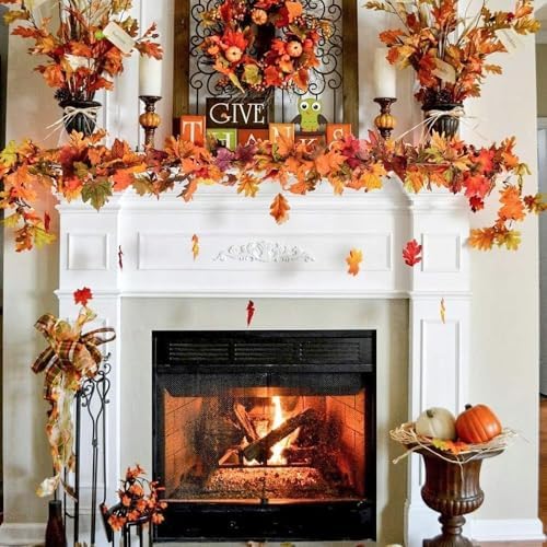 3pack Fall Garland Maple Leaf Garland 5.9Ft/Piece Fall Maple Leaves Garlands Thanksgiving Indoor Home Decor (3 Pcs) - Image 2