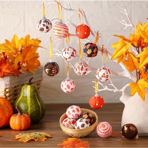 16 Pcs Fall Ornaments for Tree 1.57'' Thanksgiving Ball Hanging Ornaments - Image 6
