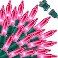 LAMPHOME Pink Valentine's Lights，Valentine's Day Decoration 150 Count 31.9ft UL Certified Mini Bulb String Light for Outdoor Christmas Garland Tree Garden Party Patio Wedding by ULL