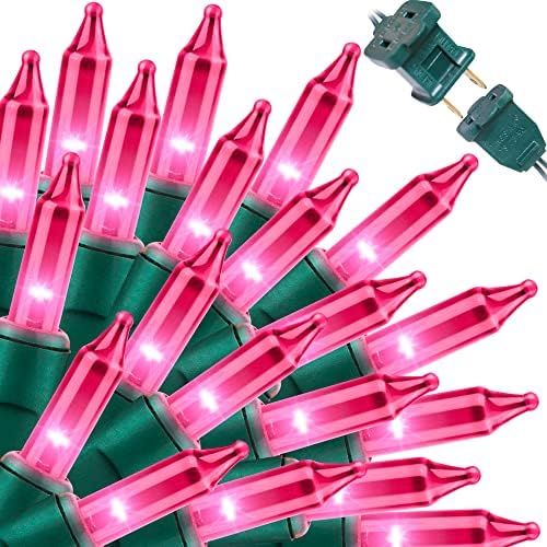 LAMPHOME Pink Valentine's Lights，Valentine's Day Decoration 150 Count 31.9ft UL Certified Mini Bulb String Light for Outdoor Christmas Garland Tree Garden Party Patio Wedding by ULL