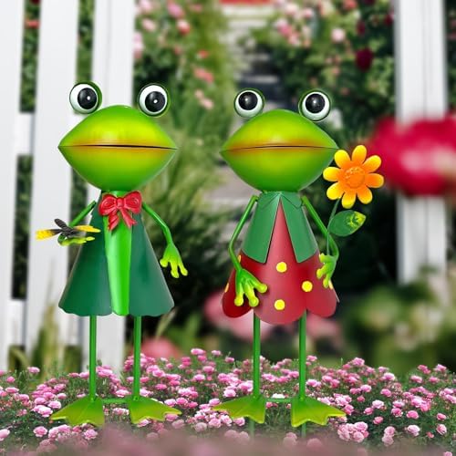 HONGLAND 3D Frog Metal Yard Art Garden Decor for Outside Lawn Pathway Yard - Image 2