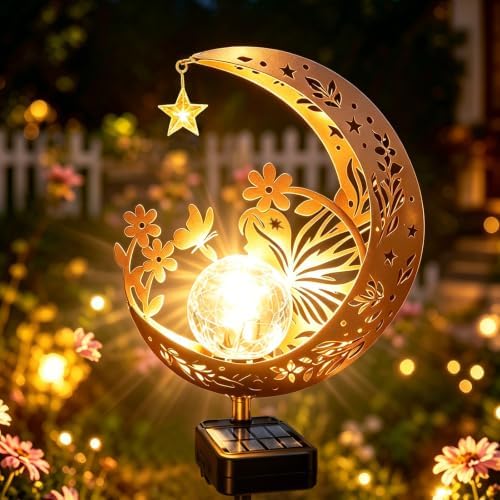 Solar Garden Decor Outdoor Statue, Moon Fairy Garden Figurines for Mom Women Grandma Solar Stake Lights for Patio, Yard, Lawn, Pathway (Warm White) by ZNYCYE