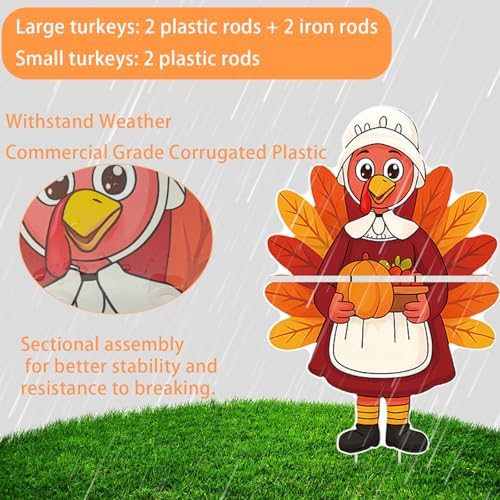 10PCS 20x12Inch Thanksgiving Yard Signs with Stakes Outdoor Turkey Decorations Waterproof Thanksgiving Lawn Decor for Garden Porch Farmhouse Party - Image 4