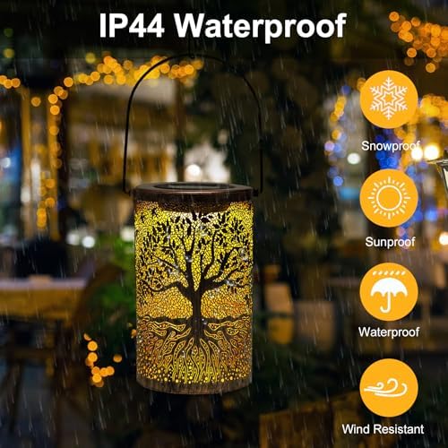 Solar Lantern Outdoor, Tree of Life Metal Hanging Light Waterproof - Image 3