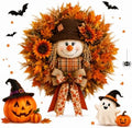 Lighted Scarecrow Fall Wreath for Front Door (M) by Vioshon