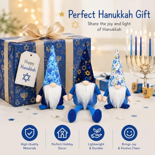 Hanukkah Decorations for Home 3 Pack Hanukkah Gnomes Jewish Gifts - Image 5