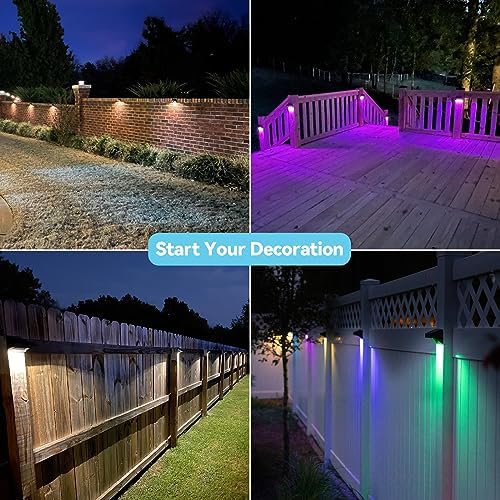 Bridika Solar Fence Lights, Fence Lights Fence Solar Lights Outdoor Waterproof Warm White & Color Glow LED Solar Lights for Backyard, Patio, Deck Railing, Stair Handrail, Pool and Wall (12 Packs) - Image 3