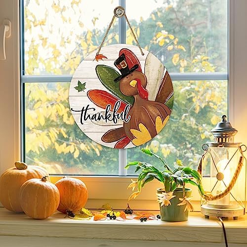 Deroro Thanksgiving Thankful Turkey Sign for Front Door Decor, Fall Maple - Image 5