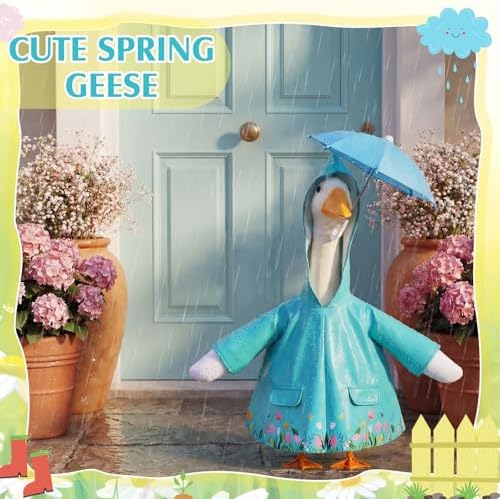 Soulchen 3 Pcs Summer Goose Outfit Porch Lawn, Lake Blue, 23 Inch - Image 4