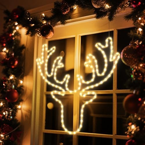 Jyoiat 32-Inch Christmas Reindeer Lights Outdoor with Timer Wall Decor - Image 6