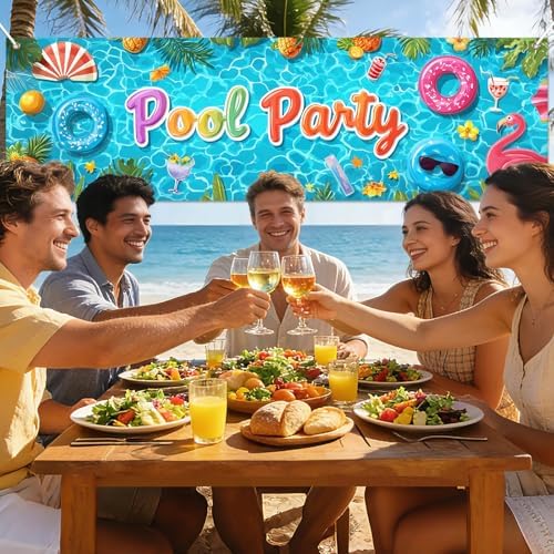 HOMETITUTE Pool Party Summer Outdoor Banner 10x3FT Large Tropical Beach Theme Backyard Party Decoration Flamingo Pineapple Poolside Patio Garden Birthday Indoor Outdoor Celebration Display Decor - Image 4