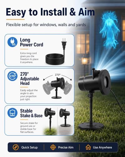 Halloween Projector Turn Your Home into a Haunted Wonderland Halloween, 10 Unique HD Projection Patterns, 32ft Uitra-Large Display Window Decorations Ghost Witch Lamp Decor Lights Garden Party，1 - Image 5