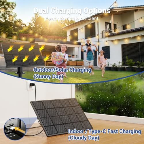 50FT Solar String Lights Outdoor Waterproof, 18+1 LED Solar Powered Lights with Remote Control, 3 Light Modes & Dimmable, USB-C Charging for Patio, Backyard, Garden, Camping - Image 5