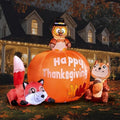 Joiedomi 6 FT Tall Thanksgiving Inflatable Turkey on Pumpkin, Racoon and Squirrel with Build-in LEDs Blow Up Inflatables for Thanksgiving Party Outdoor, Yard, Garden, Lawn Fall Decorations by Joiedomi