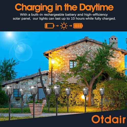 Otdair 43" Solar Torch Lights Outdoor with Flickering Flame for Halloween - Image 3