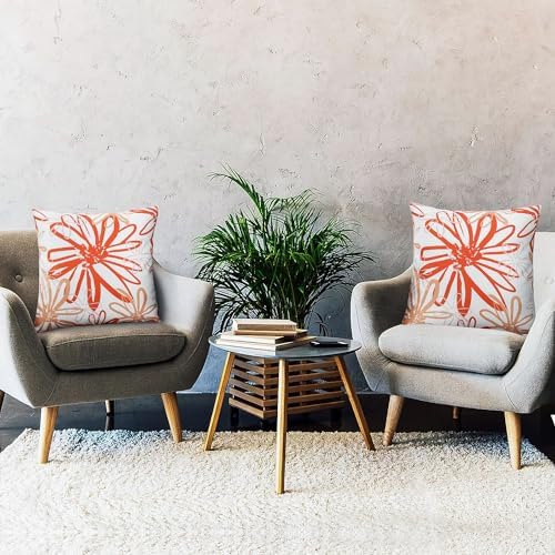 Pyonic Outdoor Waterproof Pillow Covers Pack of 2 Dahlia Water Resistant Decorative Outdoor Pillow Covers 18x18 inch Square Patio Pillows for Funiture Garden,Orange - Image 6