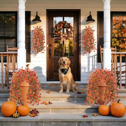 Hommyea Artificial Fake Fall Flowers Plants for Outdoors Mums Home Decor - Image 3