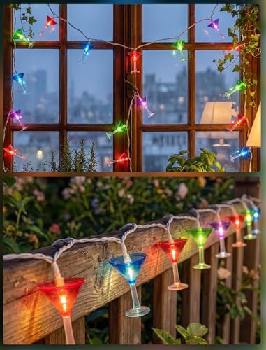 10 LED Cocktail Glass Lights, 8.5Ft Tropical Beach Camping String Lights - Image 5