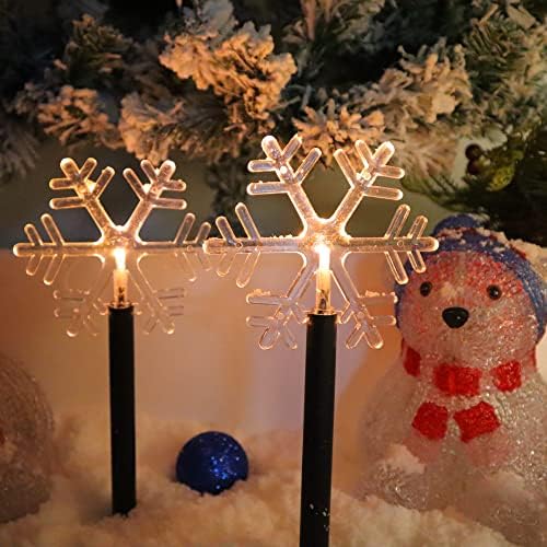 5 Pack Christmas Snowflake Pathway Lights Battery Operated with Timer 6.3 Ft Total Outdoor Waterproof Landscape Lights Christmas Decorations for Pathway Garden Walkway Yard Lawn Patio (Warm White) - Image 5