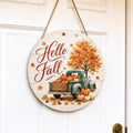 Fall Door Decor Wooden Hello Fall Sign, Pumpkin Truck Door Hanger by Unknown