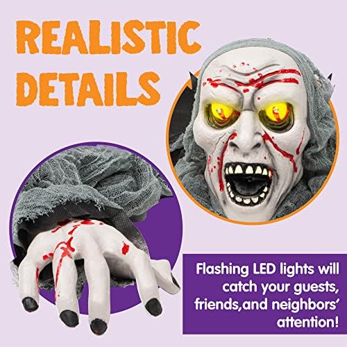 JOYIN Halloween Decorations Outdoor Light-Up Zombie Groundbreaker with bloodstain and Creepy Sound for Halloween Outside Decor Lawn Yard Patio Graveyard Decoration, Haunted House Prop - Image 3