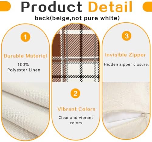 RABUSOFA Fall Pillow Covers 20x20 Tartan Plaid Fall Decorations for Home - Image 6