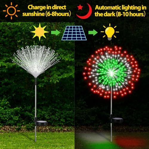 Tujoe Ujoe 4 Pack Christmas Outdoor Garden Decoration Solar Firework Lights - Image 4