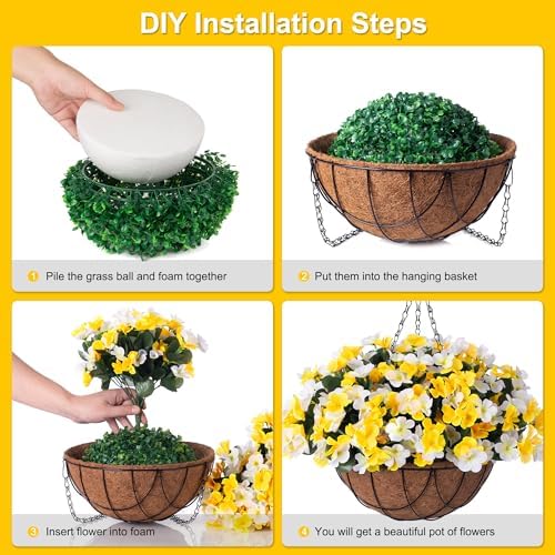 INXUGAO Artificial Hanging Flowers with Basket for Outdoor UV Resistant - Image 5