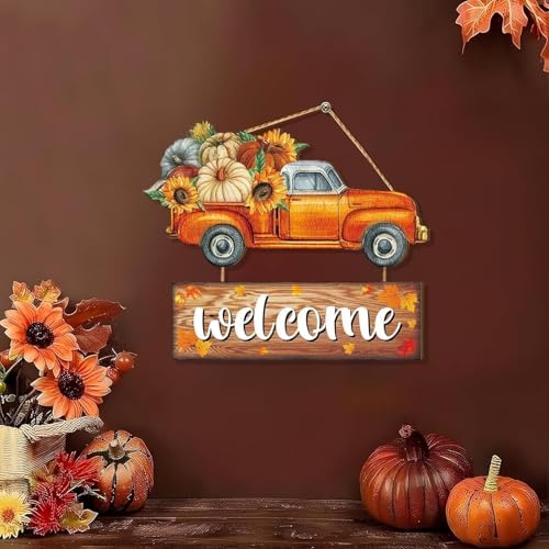 Fall Thanksgiving Door Sign, Wooden Harvest Decorations, Indoor Outdoor Farmhouse Porch Decor (2) - Image 5