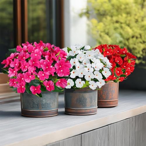 Artificial Impatiens Flowers in Pot for Outdoor 14 Inch - Image 4