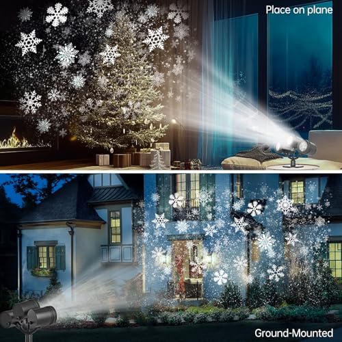 Christmas Snowflake Projector Lights Outdoor, 2024 Upgraded Snowflake Projector Dynamic Christmas Projector Lights Waterproof LED Snowfall Projector - Image 4