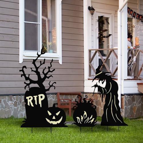BRIGHTDECK 3 Pcs Halloween Witch Yard Signs Outdoor Decorations, Large - Image 5